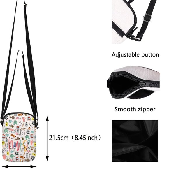 Premium Canvas Nurse Crossbody Bag with 3 Pockets | Lightweight and Chic - Picture 2 of 7